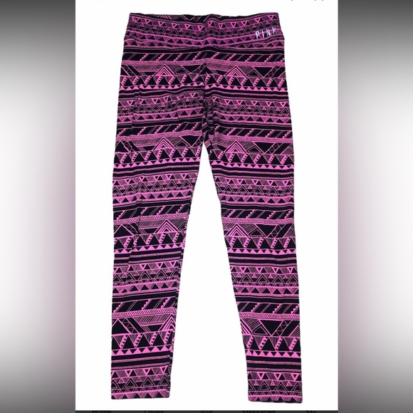Pink Victorias Secret Leggings Size Large Geometric Print Black/Pink High Rise - Picture 1 of 14